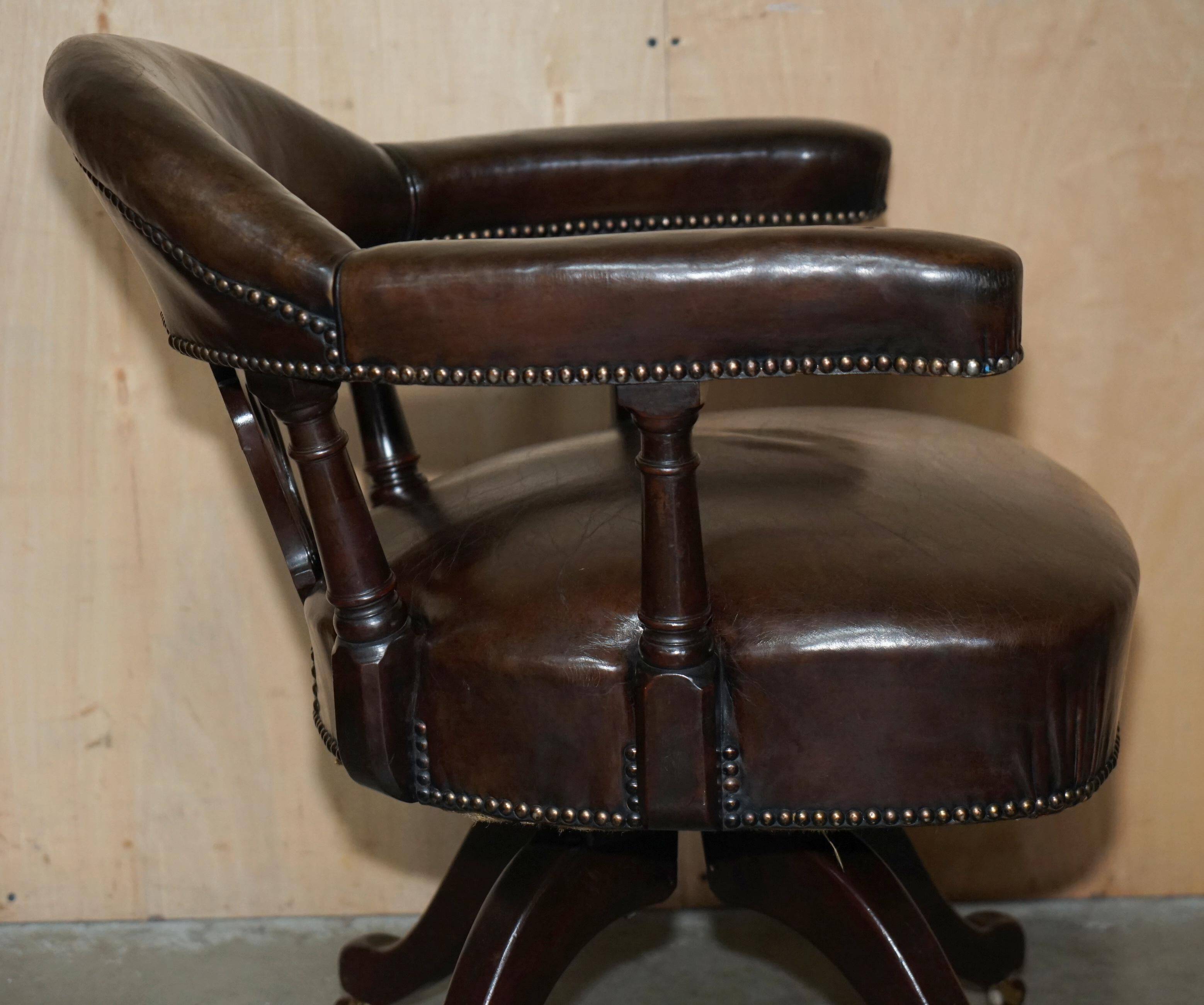Victorian antique leather captain's chair