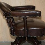 Victorian antique leather captain's chair