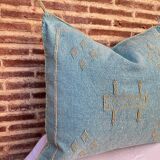 Handmade Moroccan silk cushion cover, cactus pattern