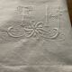 Linen/cotton embroidered sheet.  Monogram TH