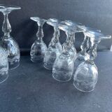 14 Meisenthal blown and engraved digestive glasses