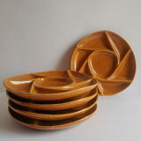 Set of 5 plates with compartments in vintage Longchamp sandstone