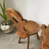 Set of 4 Savoyard pine chairs from the 60s