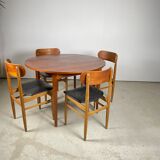 Table ronde en teck 1960