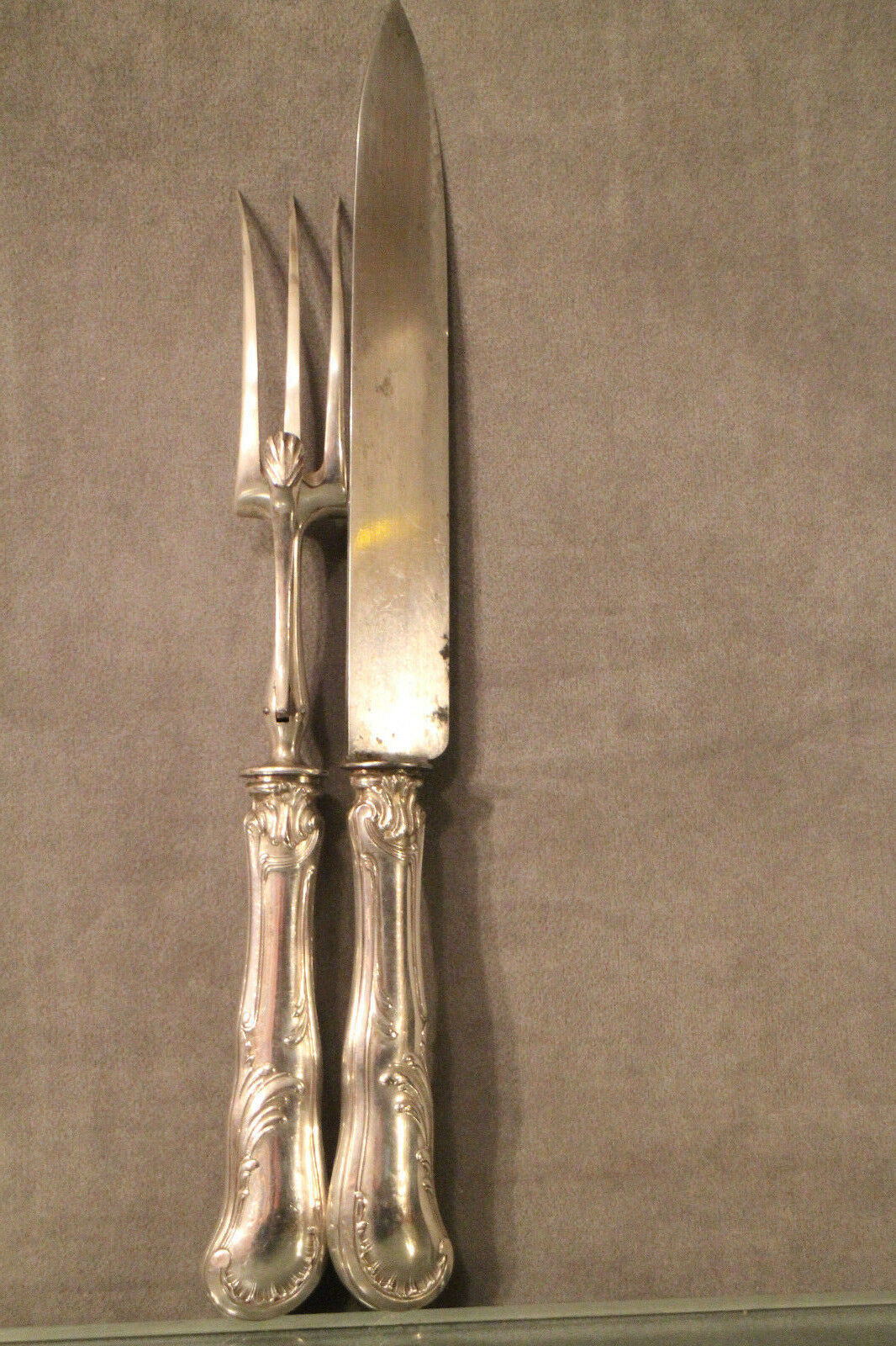 Cutting service knife handles silver Minerve style Rocaille Louis XV
