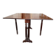 Drop-leaf table in solid mahogany — Restoration style, double column c