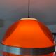 Suspension space age en plexiglas orange et métal chromé