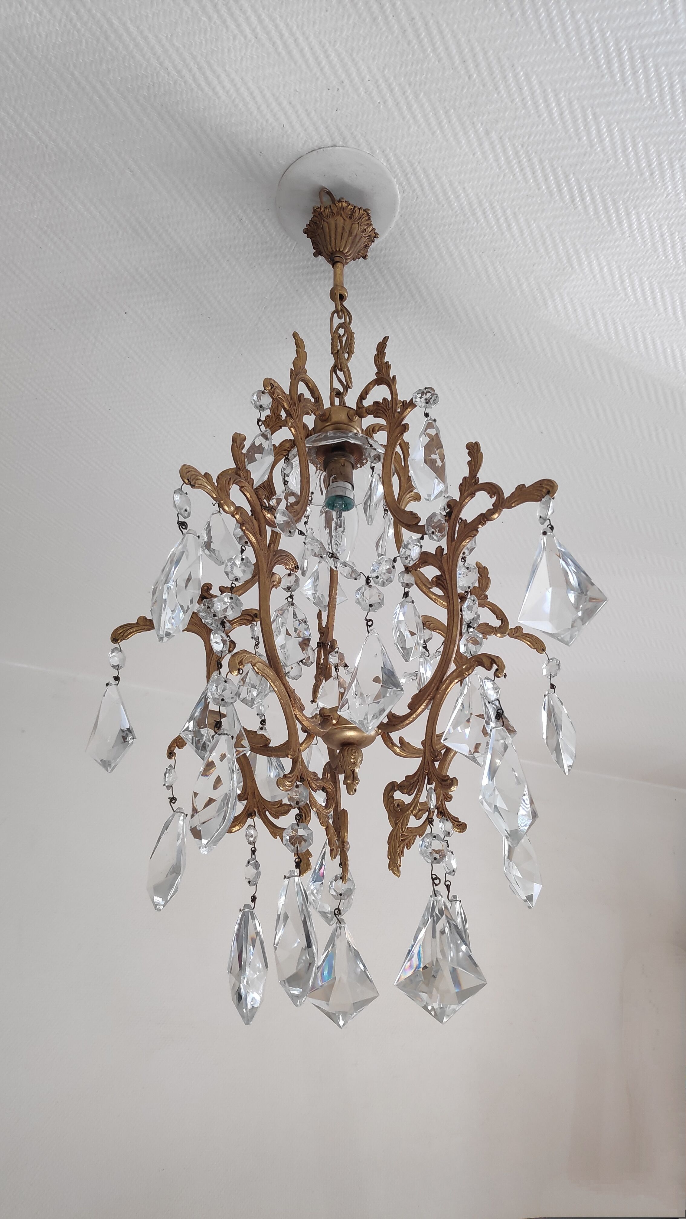 Bronze cage chandelier and crystal grapevines