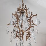 Bronze cage chandelier and crystal grapevines