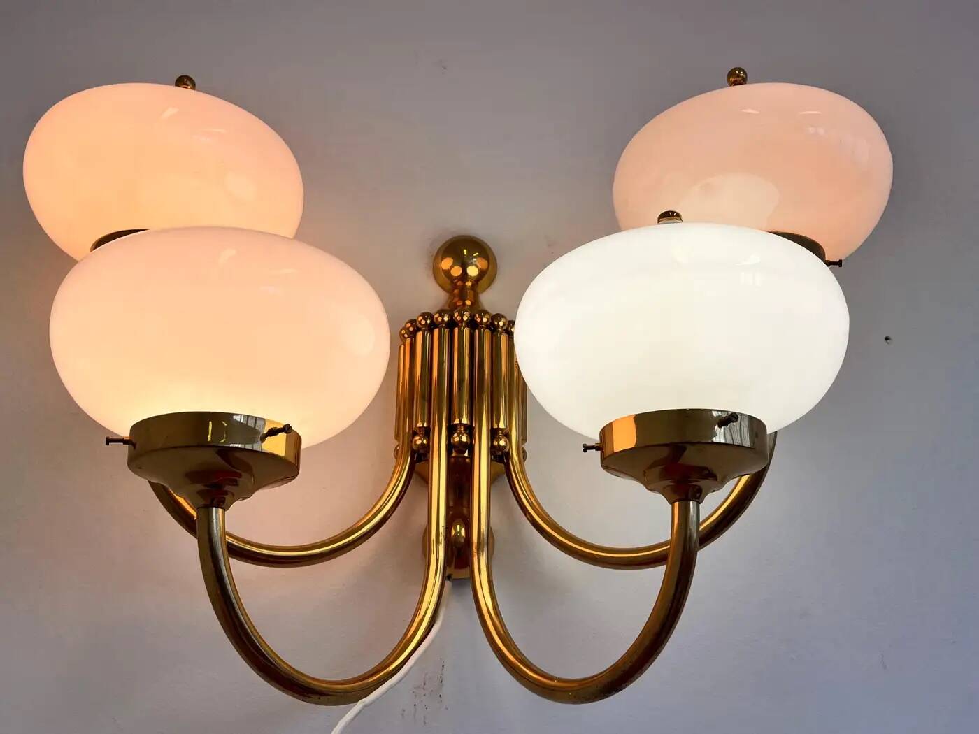 Big XXL brass and glass wall lamp in Art Deco, Art Nouveau style, around 1980s