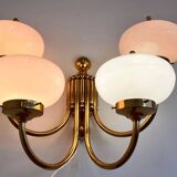 Big XXL brass and glass wall lamp in Art Deco, Art Nouveau style, around 1980s