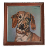 Tableau ancien portrait chien