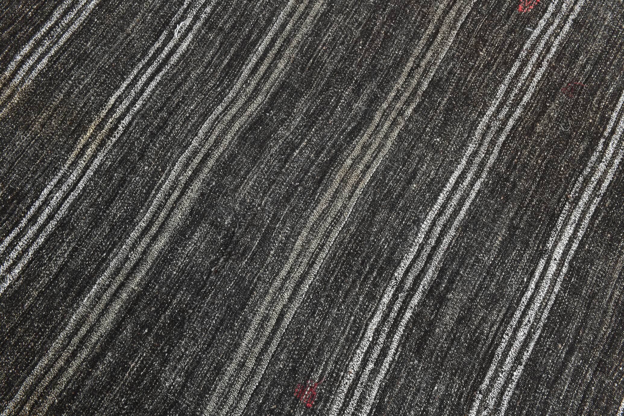 Contemporary Black & Gray Vintage Kilim Rug, 202x244Cm