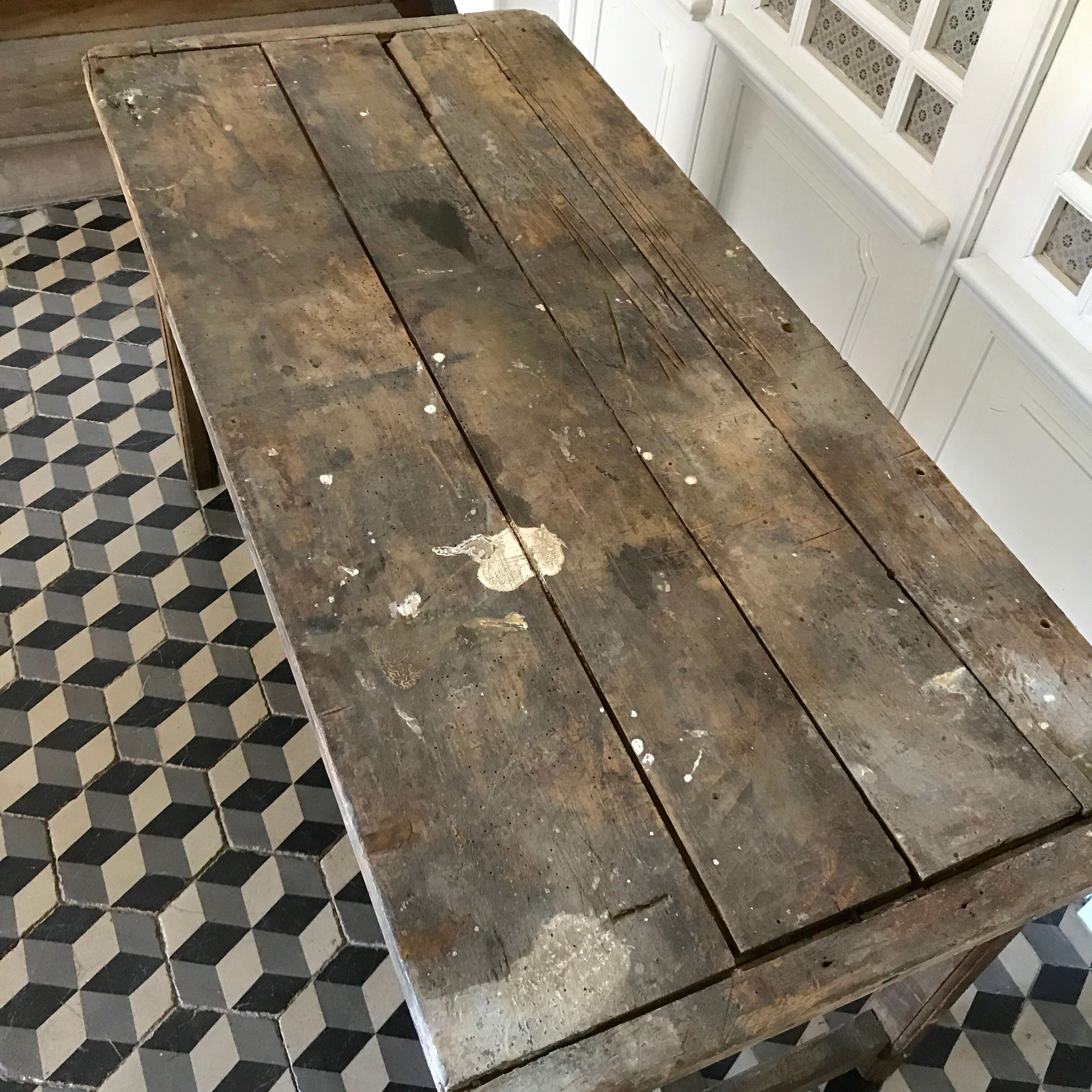 Old wooden farm table