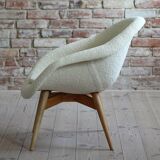 Mid Century Modern Lounge Chair, Czech Republic, 1950s, French Boucle Fabric