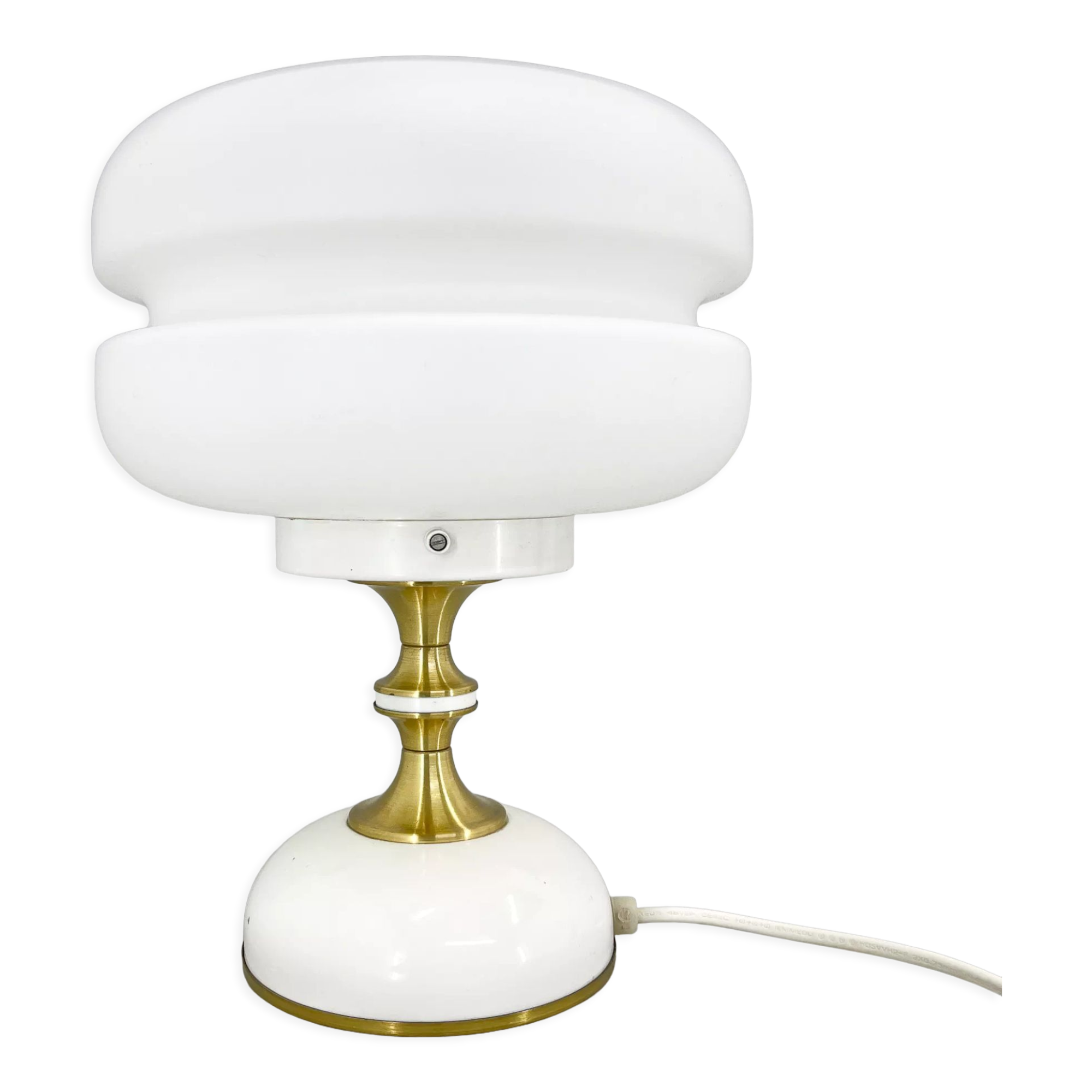 1970's Milk Glass Brass Table Lamp by Napako