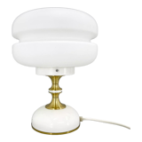 Lampe de table en laiton en verre de lait des années 1970 par Napako