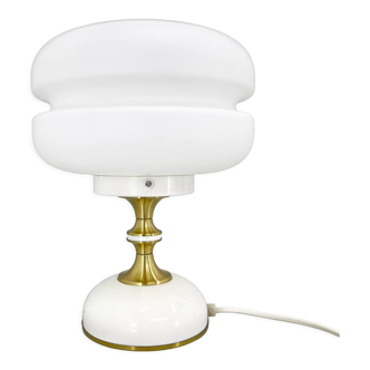 1970's Milk Glass Brass Table Lamp by Napako