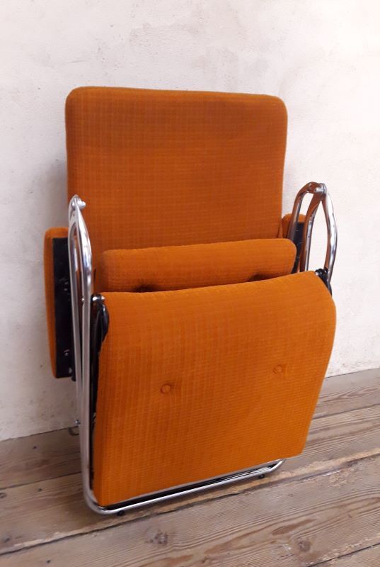 Deckchair Lama chrome vintage fabric