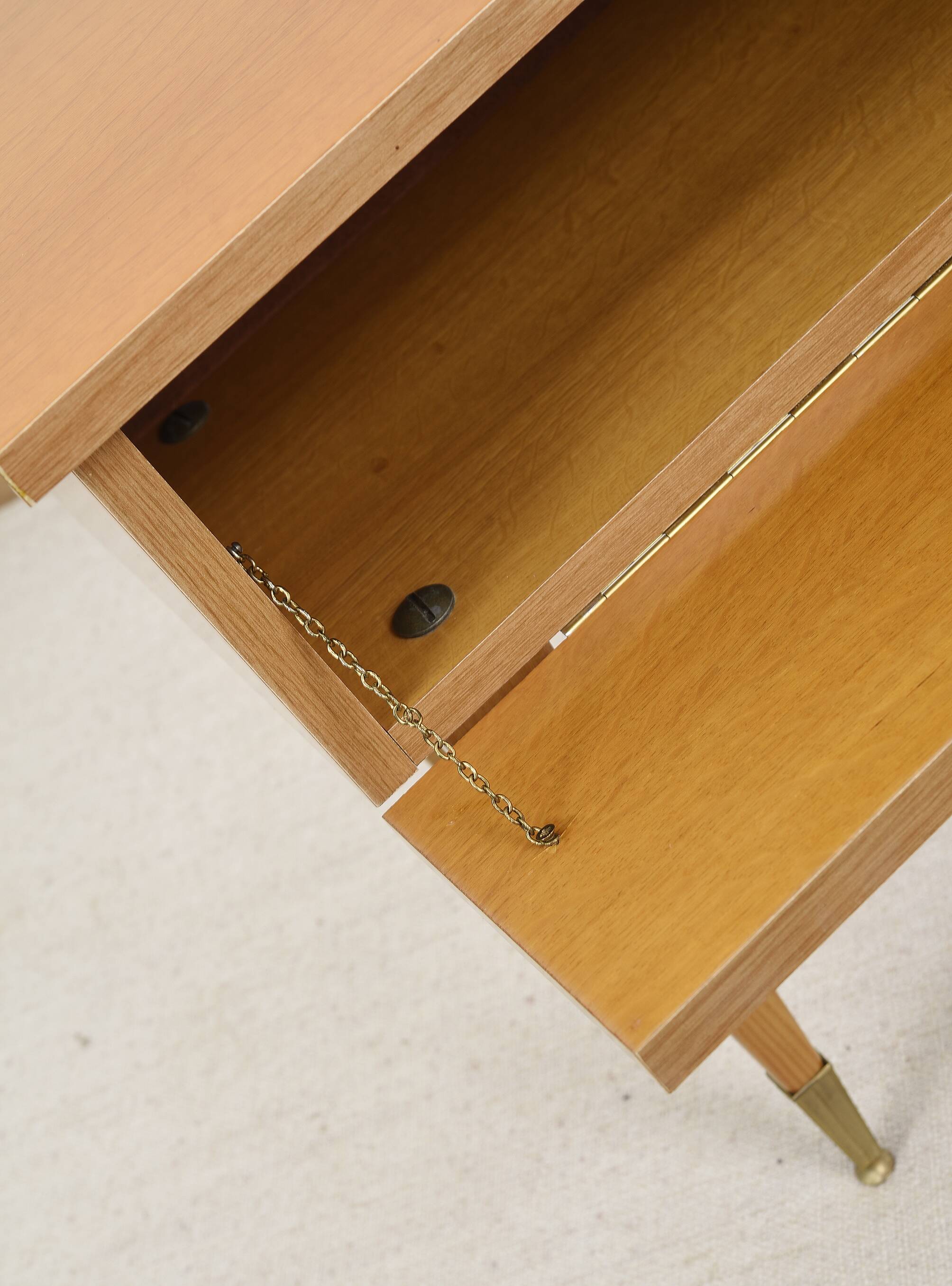Vintage bedside table in blond oak