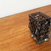 Brutalist bubble glass block vase by Josef Schott for Smålandshyttan, mid-century, 1960s.