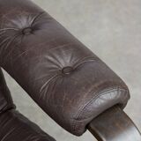 Fauteuil de salon luxueux en cuir, années 1970