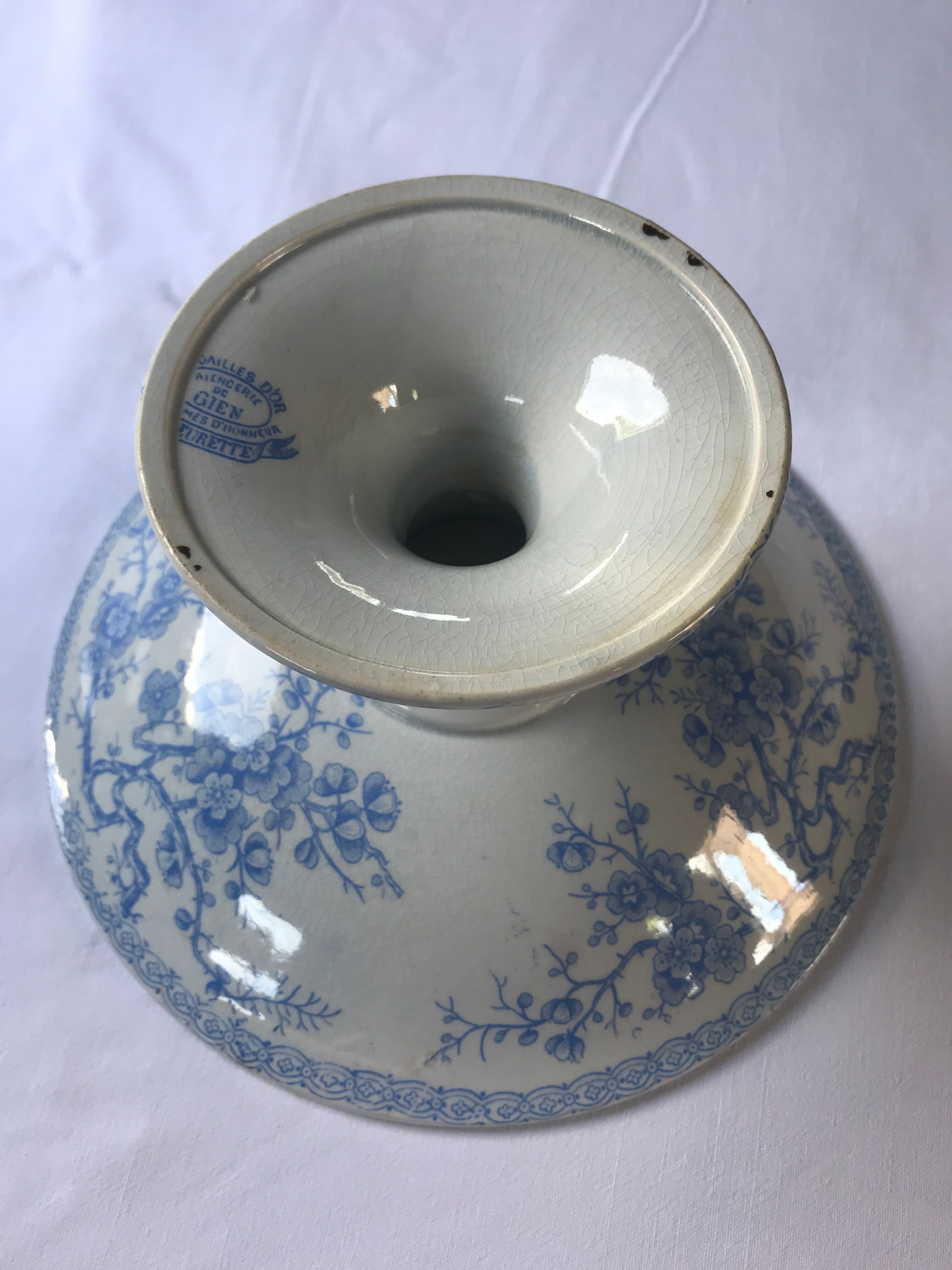 Compotier on piedouche in Gien earthenware