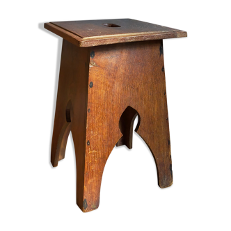 Old workshop stool in solid oak