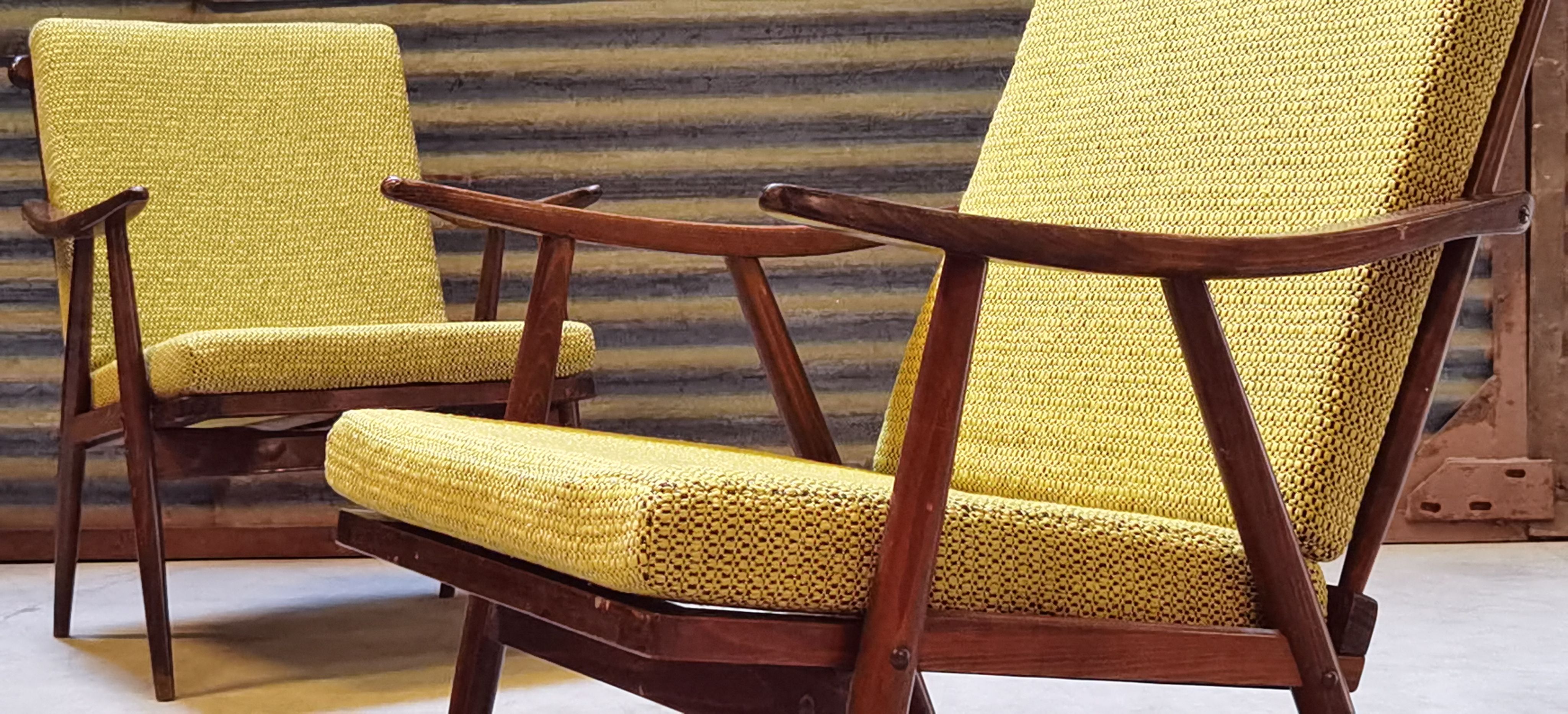 Pair of boomerang armchairs TON Bystřice (Thonet) by Antonin Suman 1960