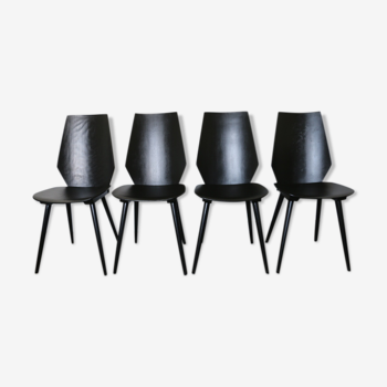 Set de 4 chaises Baumann scandinave 1970 noires