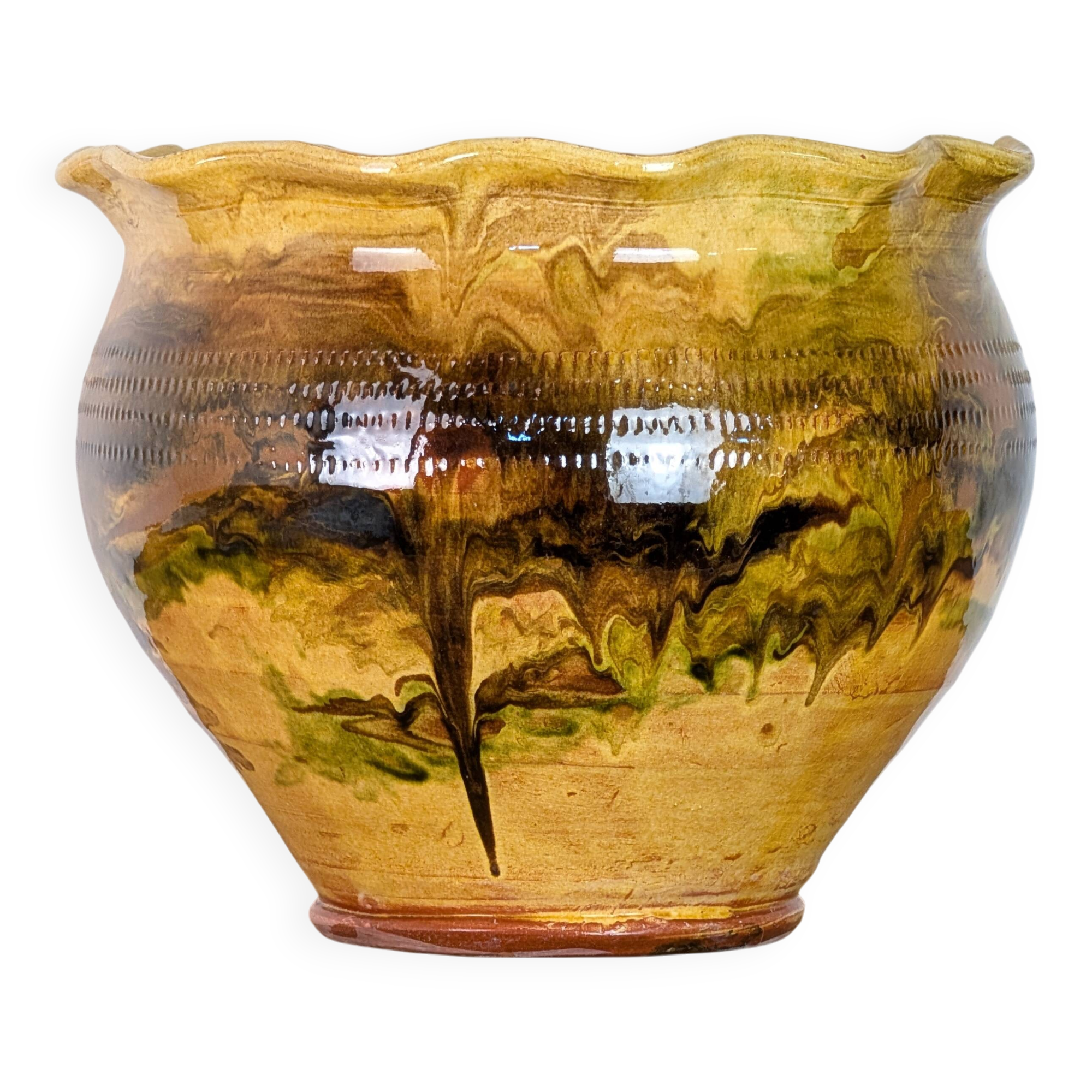 Glazed earthenware planter