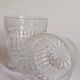 Trio of vintage whiskey glasses in pimpled glass