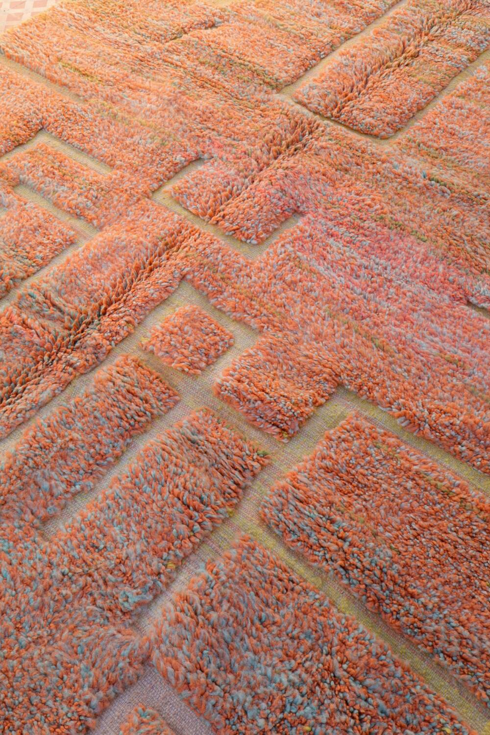 Moroccan Beni Ouarain yellow orange terracotta modern rug