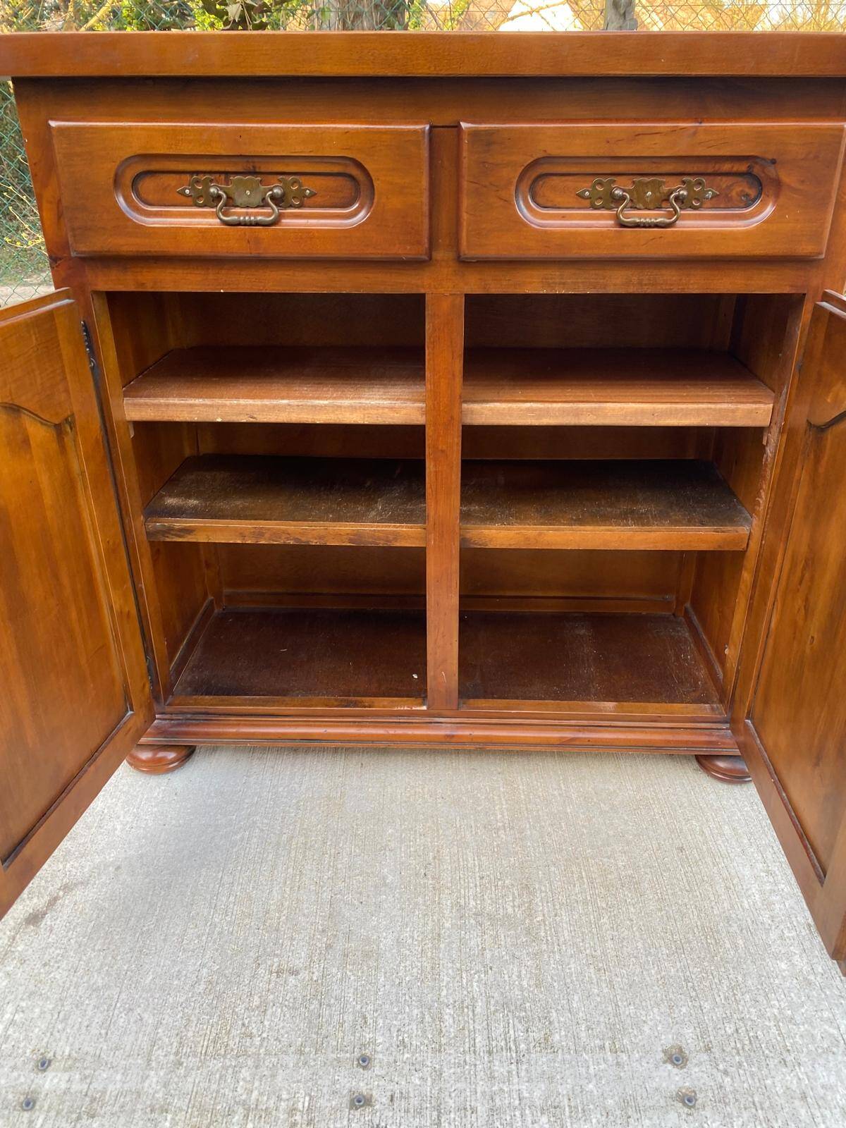 English sideboard with 2 doors and 2 drawers, solid satin cherry wood