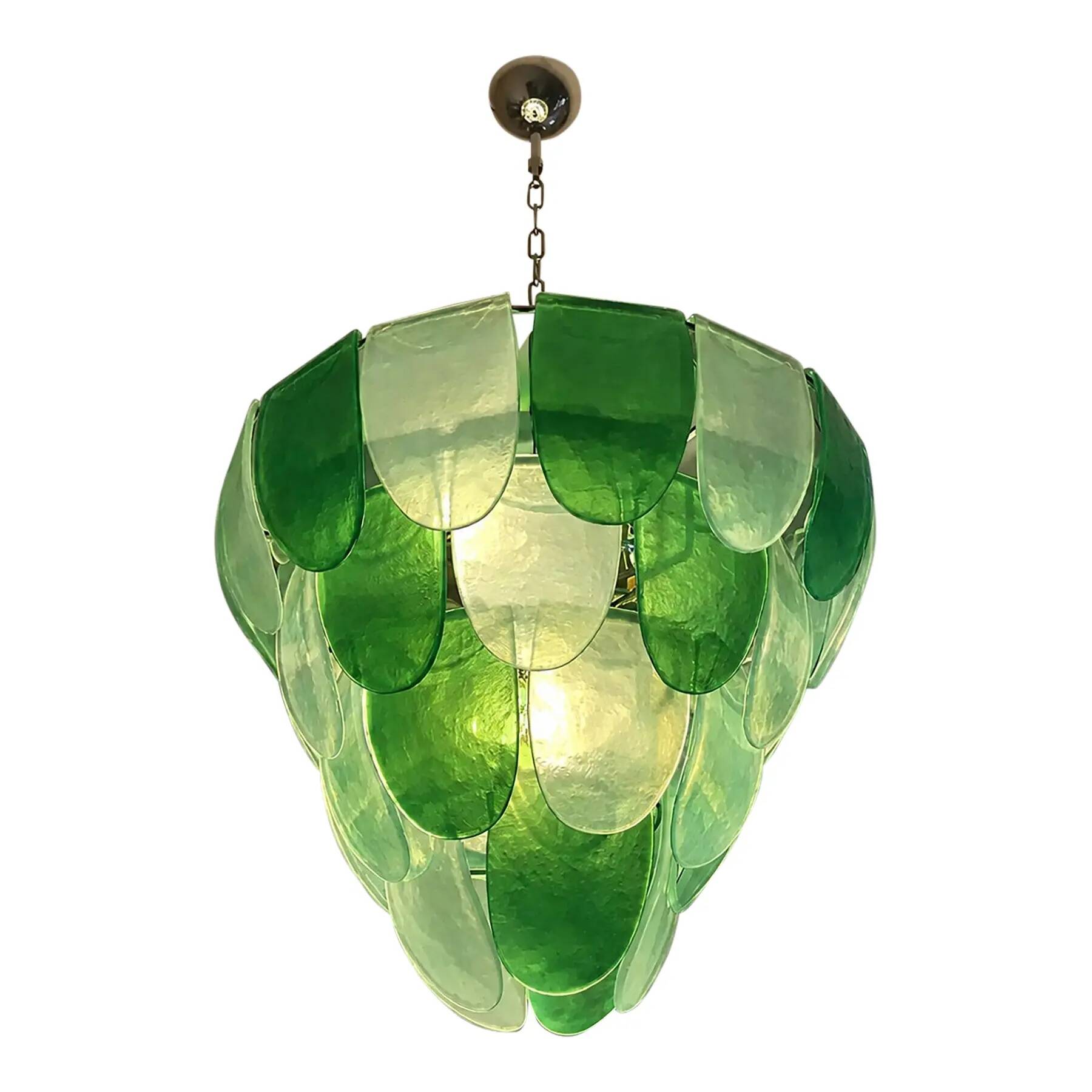 Modern Green Petals Murano-Style Glass Chandelier