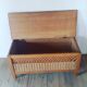 Vintage wooden and wicker bench and storage chest