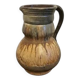 Decorative pitcher or vase in signed stoneware, beige and brown - rustic art style.