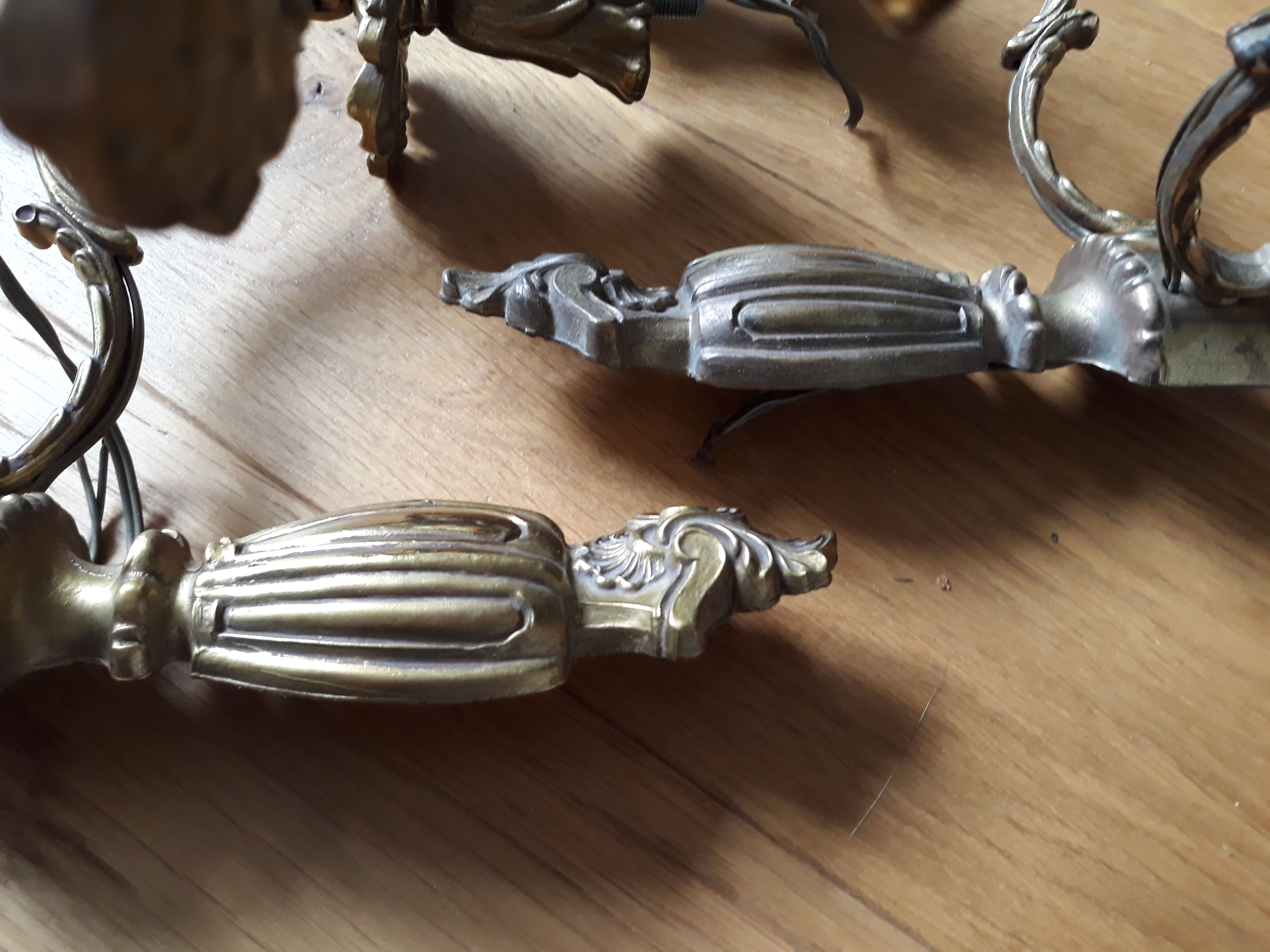 Pair of classic gold wall lamps
