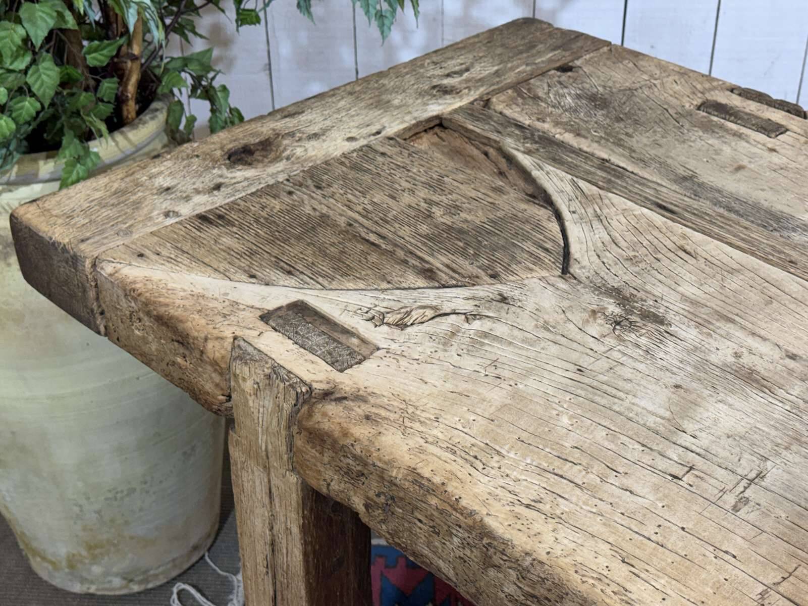 Console - raw oak carpenter's table from the 1930s