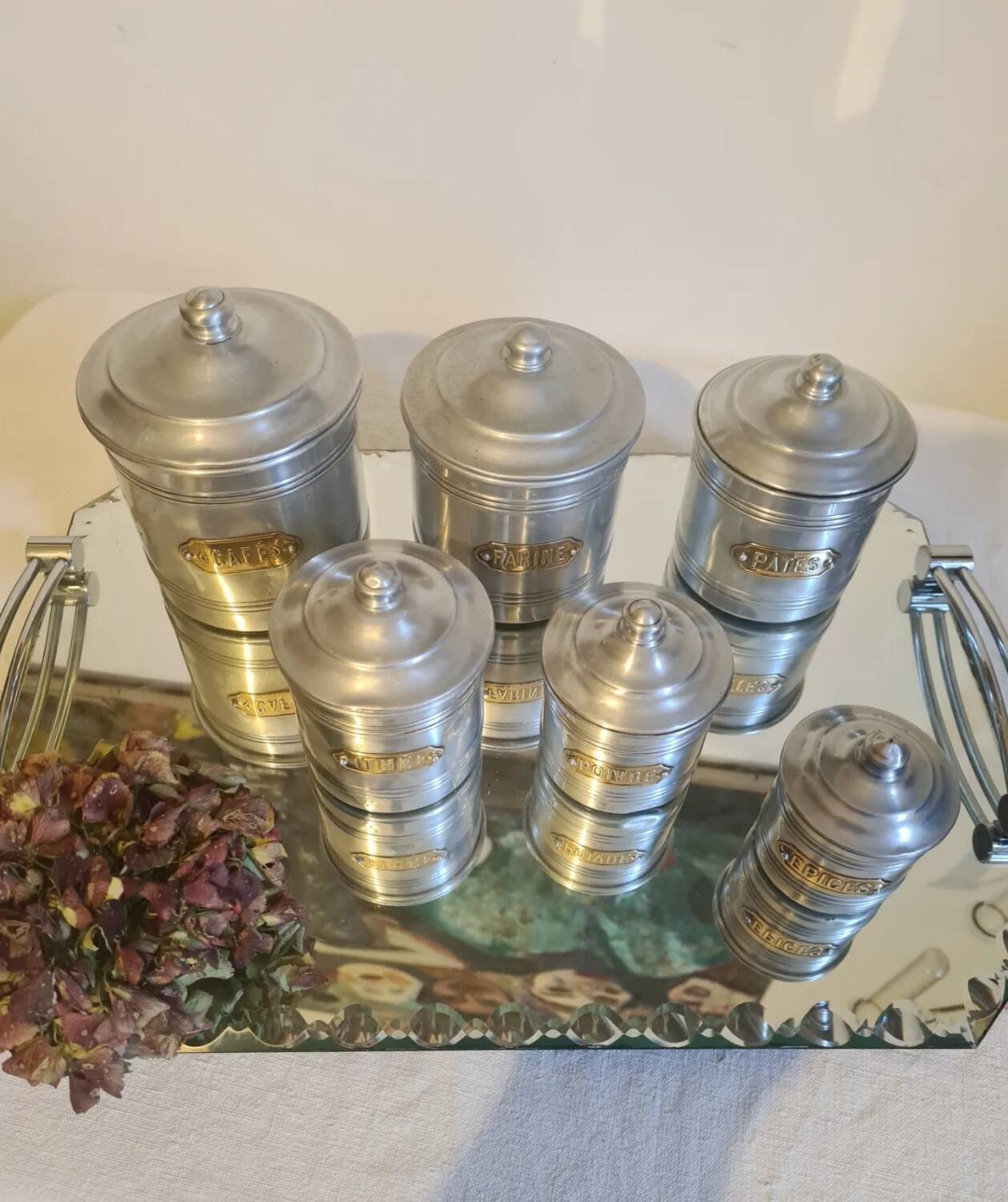 Aluminum and brass spice jars