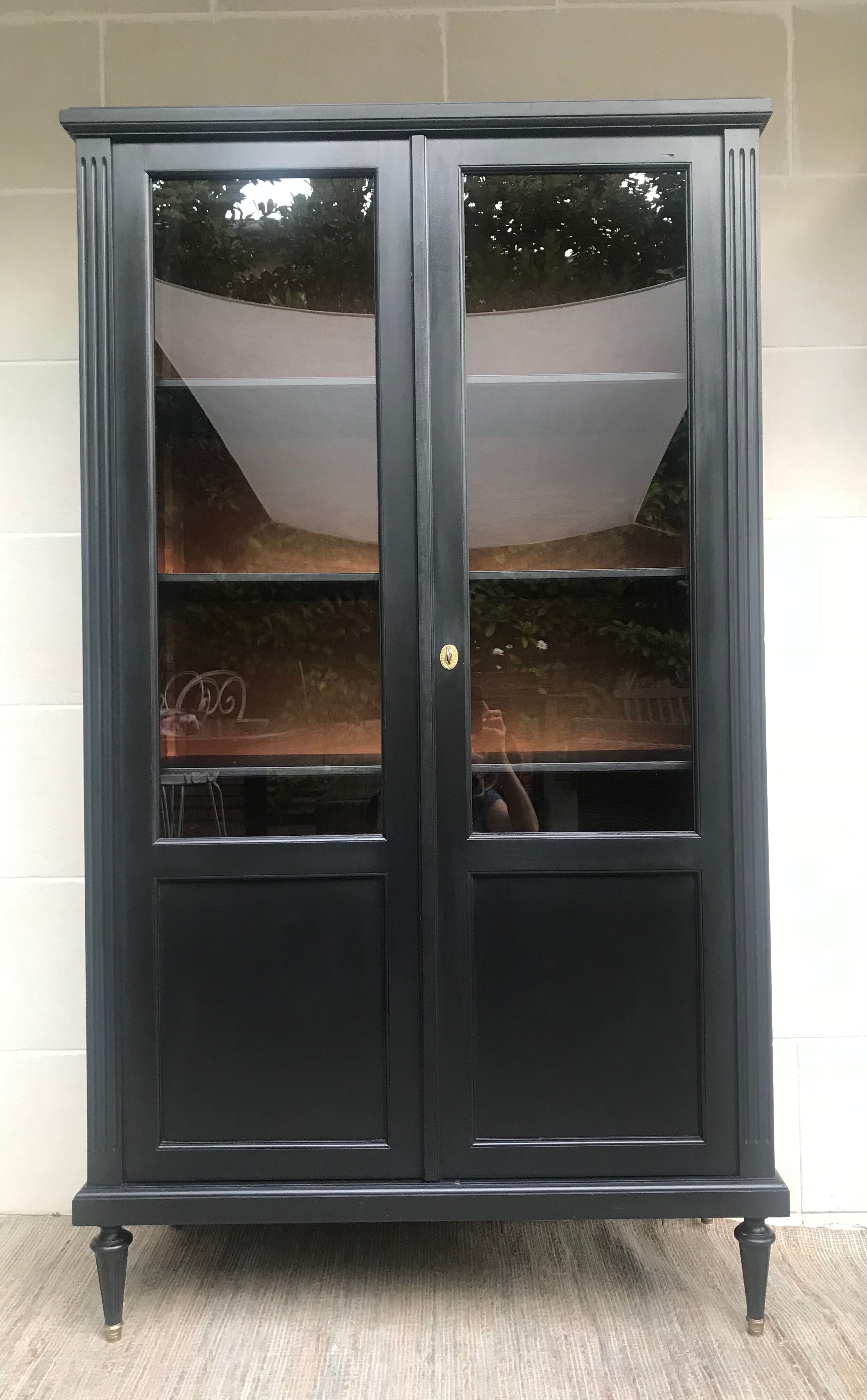 Showcase cabinet of curiosities black and wood