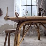1950s rattan table with ceramic top