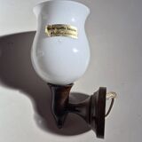 Luminaire applique bois et verre opaline en verre soufflé bouche neuf jamais utilisé