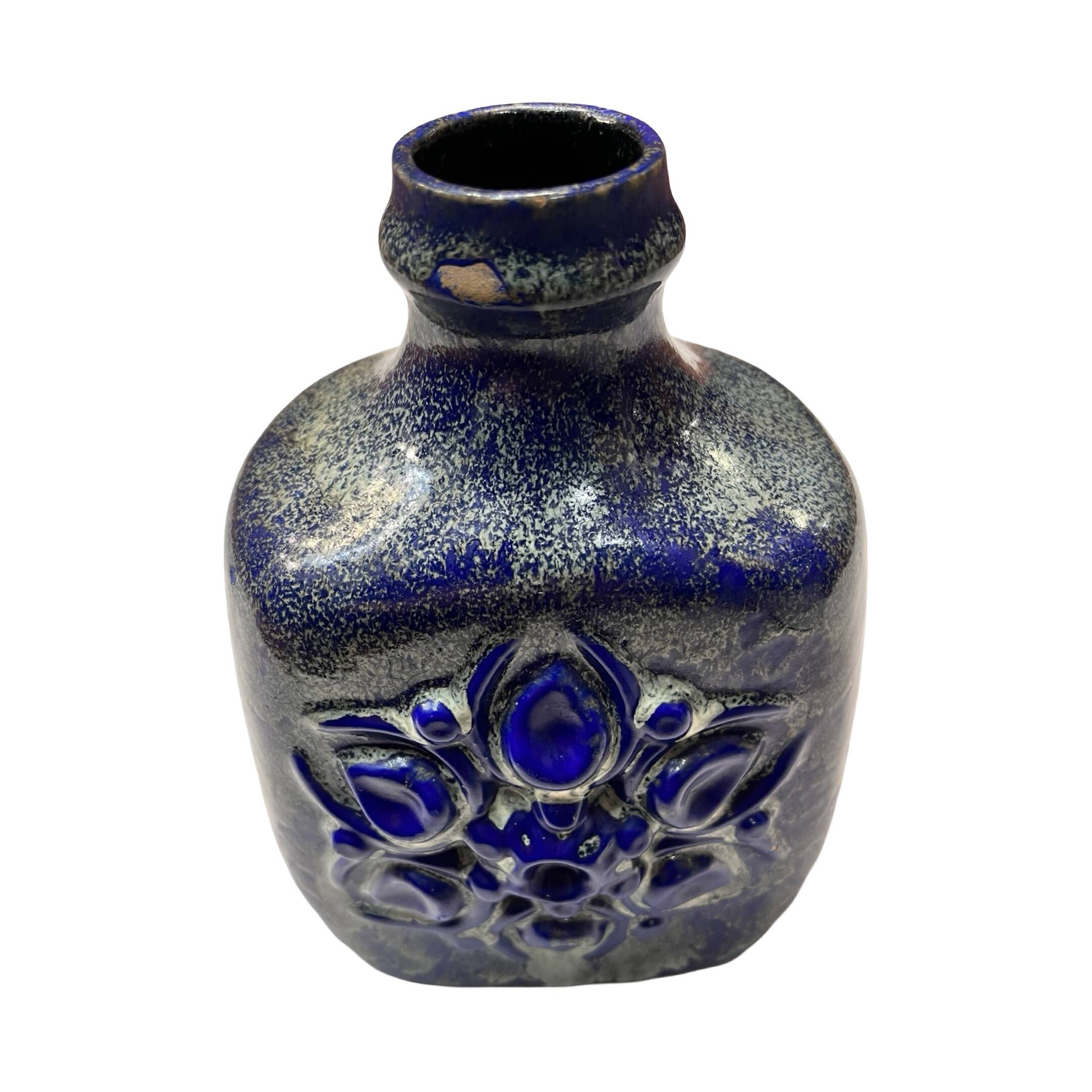 Cobalt blue, large, ceramic vase Strehla Keramik, Germany 1960s