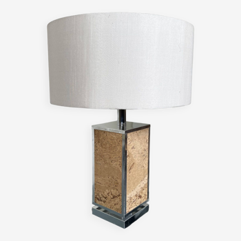 Chrome and cork table lamp from the 70s