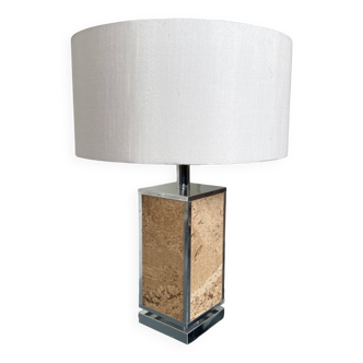 Chrome and cork table lamp from the 70s