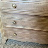 Vintage chest of drawers with oak veneer and gold handles