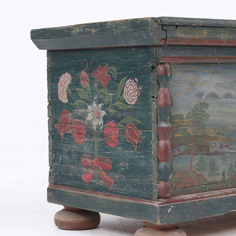Large Rustic Farmhouse Romantic Folk Art Bridal Chest