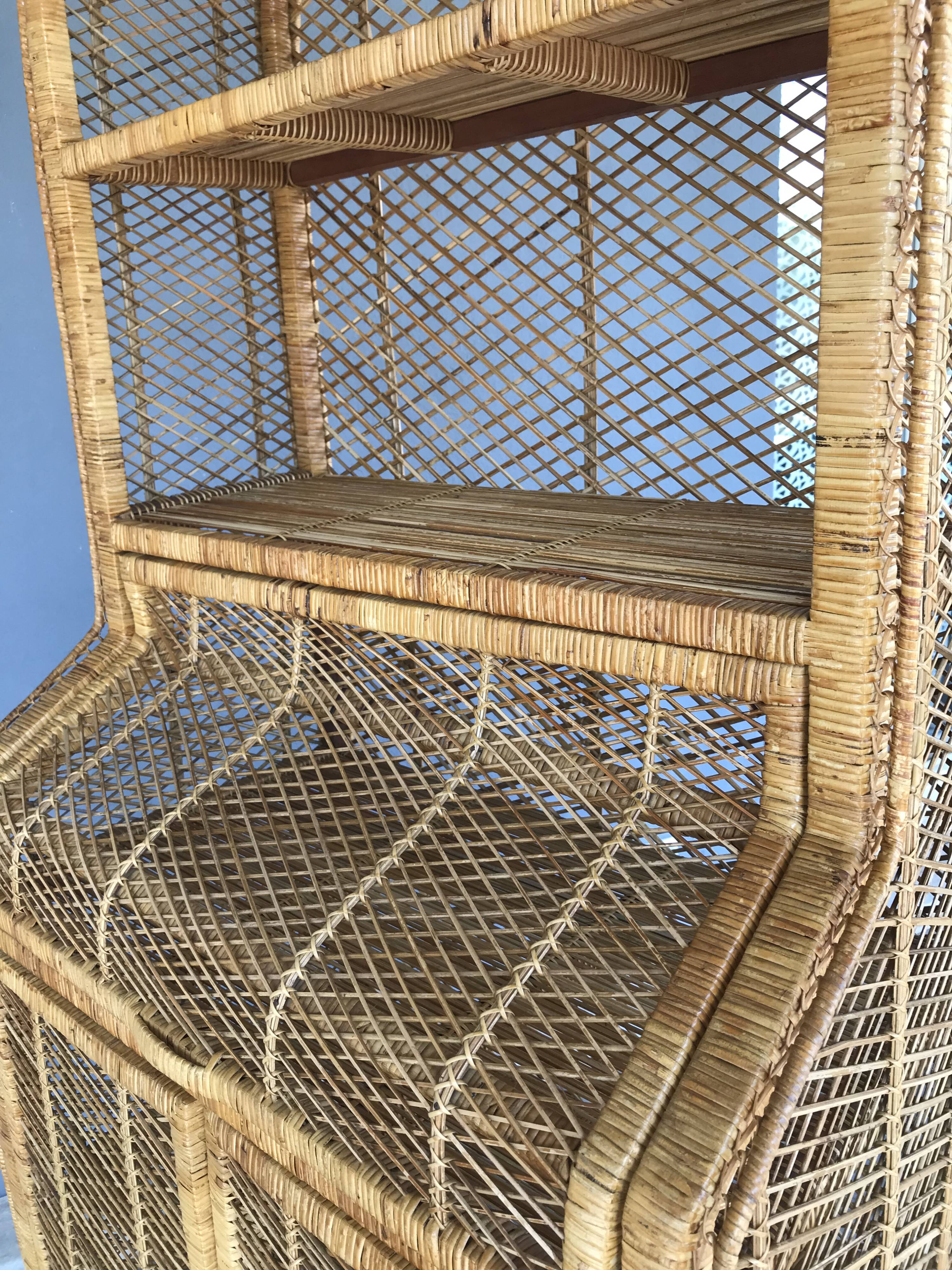 Vintage rattan bookcase