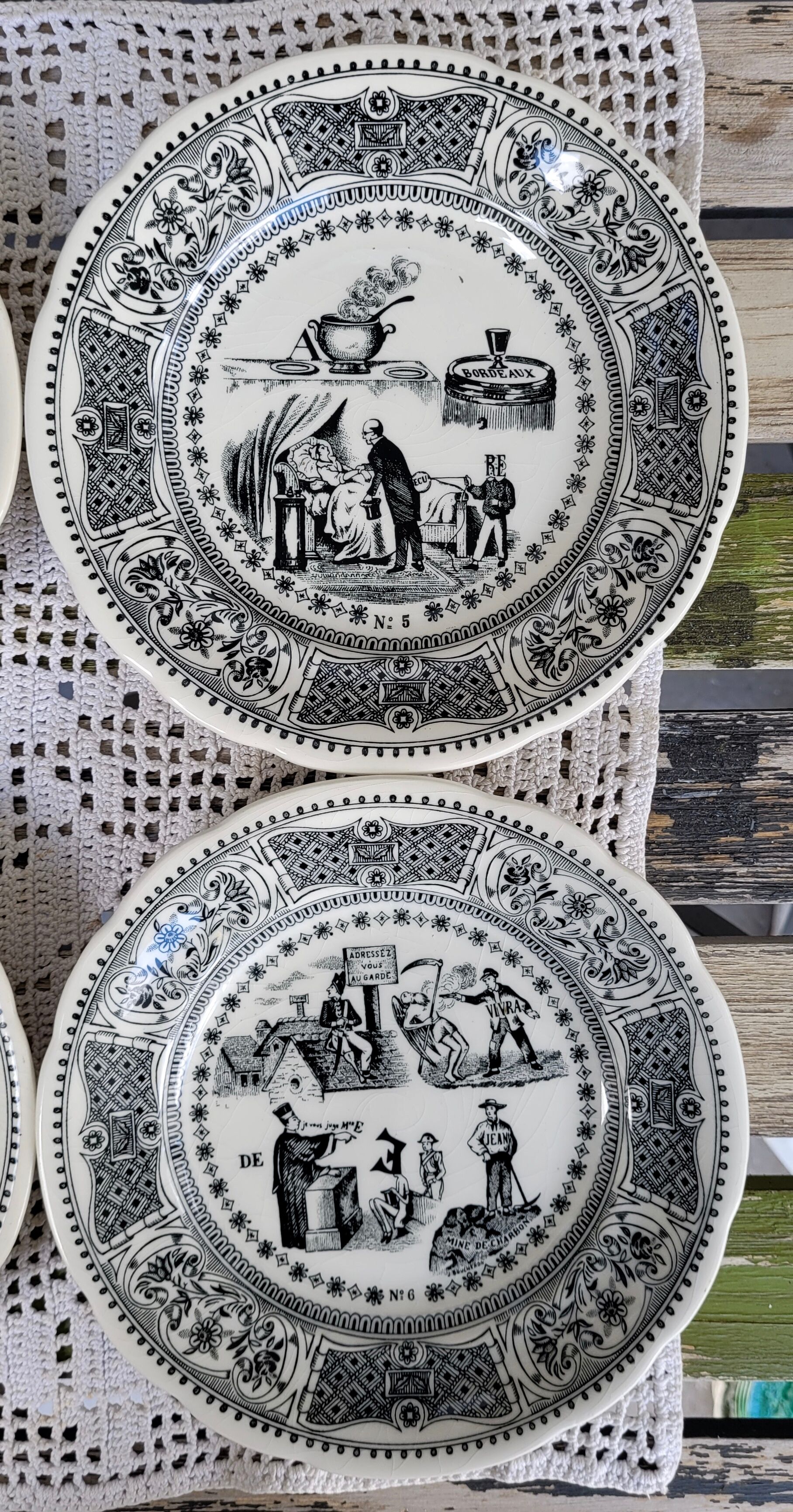 Set of 6 dessert plates "rébus" in Gien earthenware